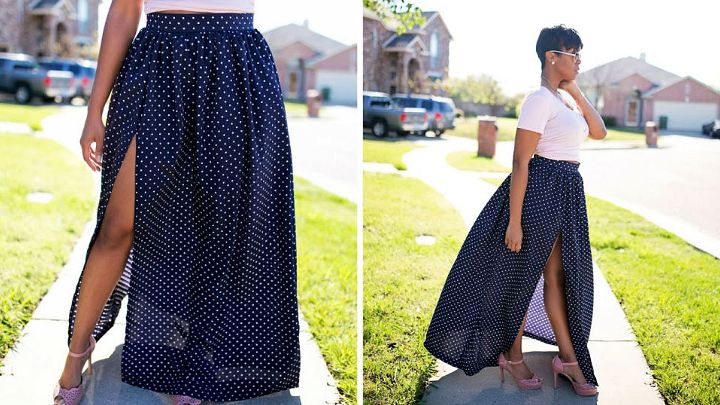Maxi Skirt with High Split Pattern