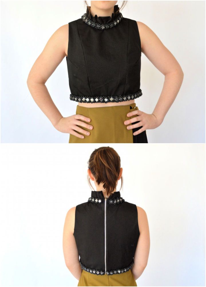 Pdf Pattern . Mock Neck Sleeveless Crop Top. Sleeveless. Crop Top