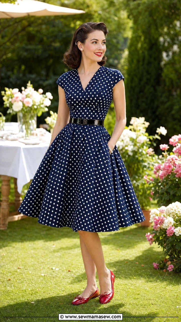 1950s Polka Dot Dress Outfit - 35 Retro outfit ideas