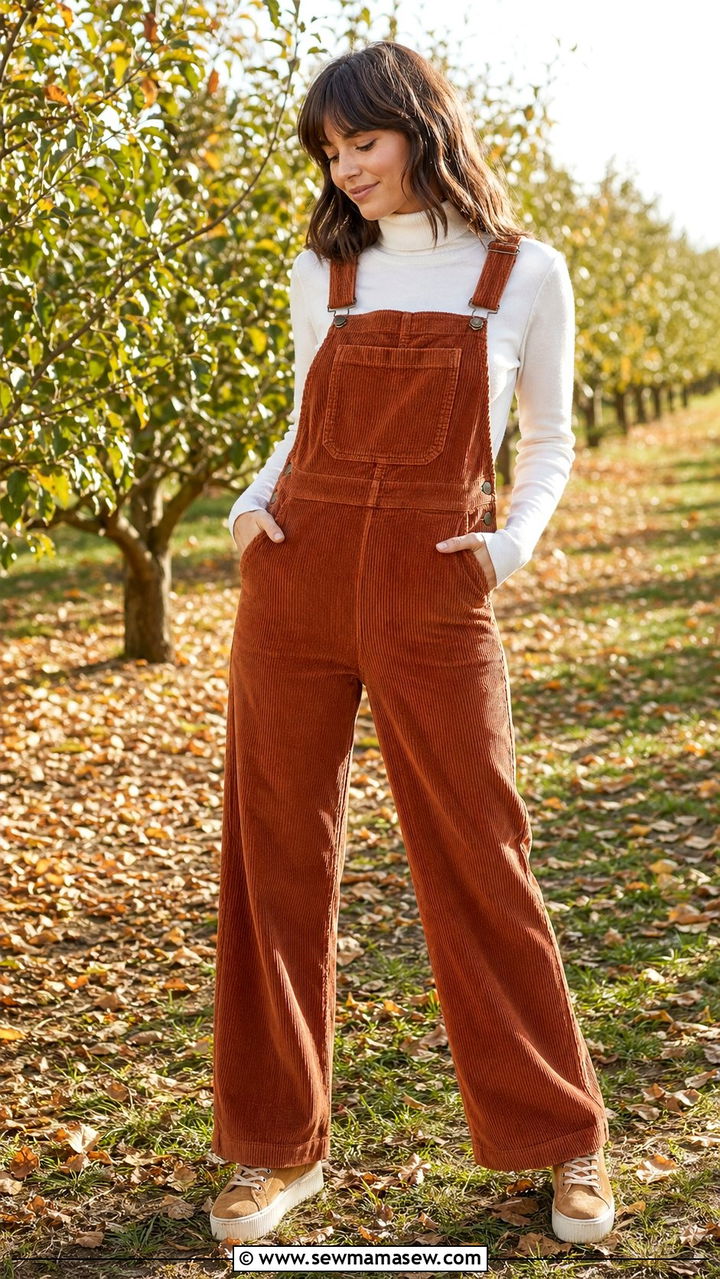 1970s Corduroy Overall Outfit - 35 Retro outfit ideas