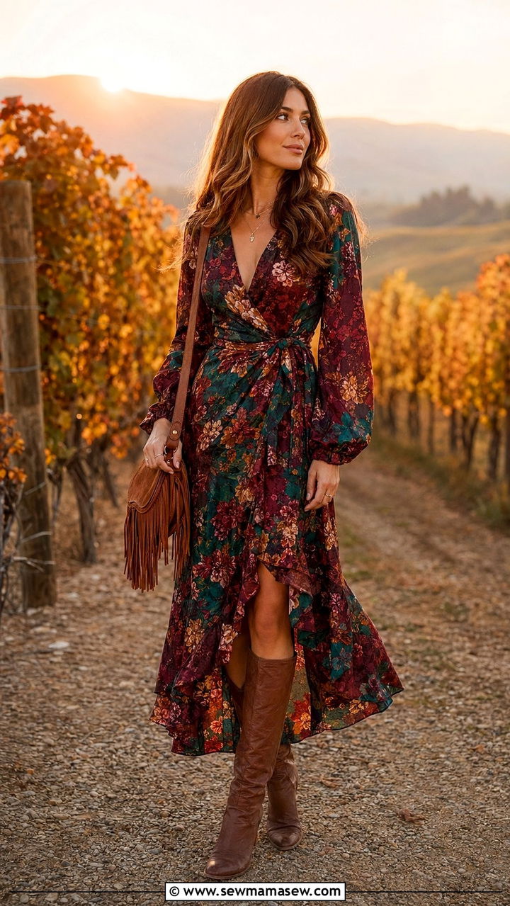 1970s Wrap Dress Outfit - 35 Retro outfit ideas