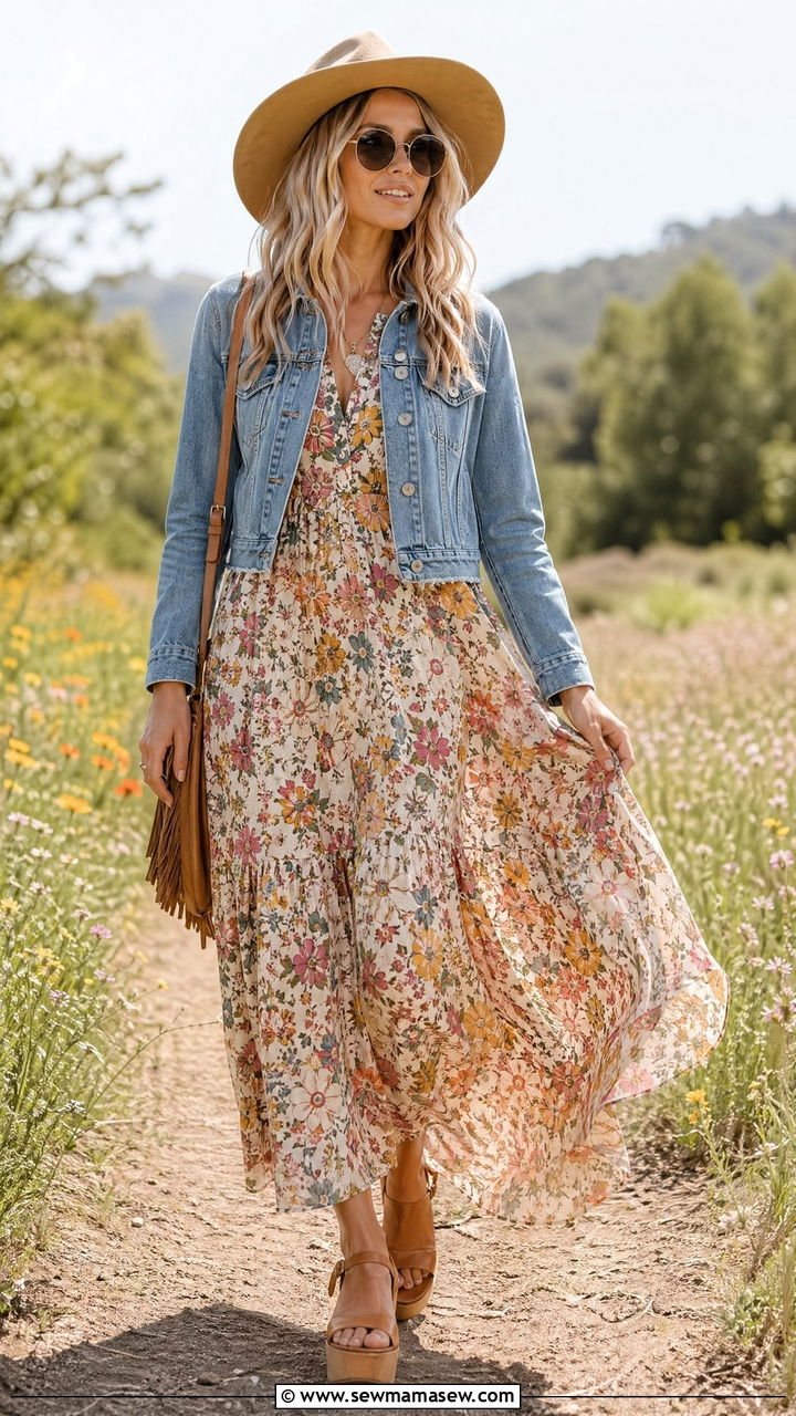1970s floral maxi dress spring outfit - 35 Vintage spring outfits