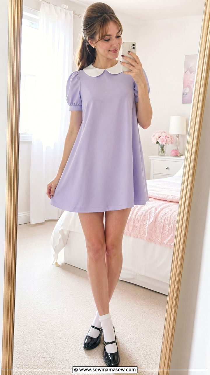 60s Babydoll Dress With Peter Pan Collar - 35 Vintage 60s outfit ideas
