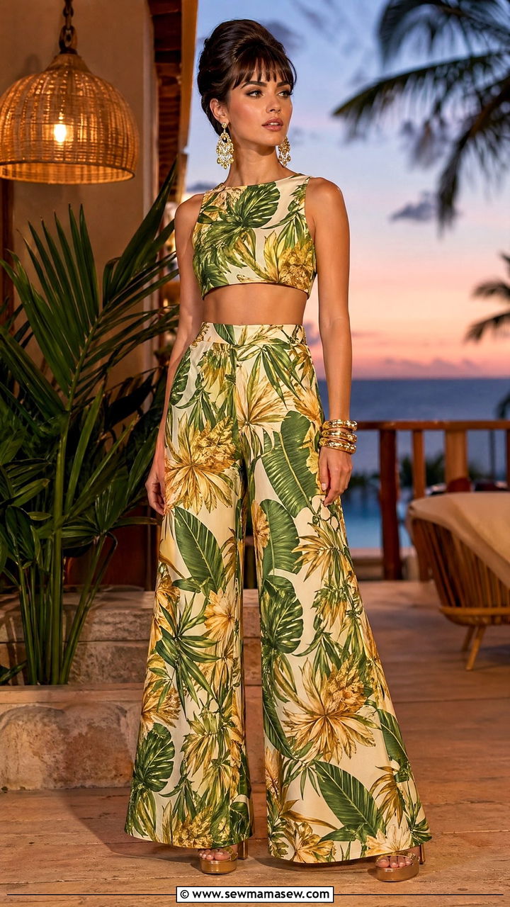 60s Palazzo Pants With Crop Top - 35 Vintage 60s outfit ideas