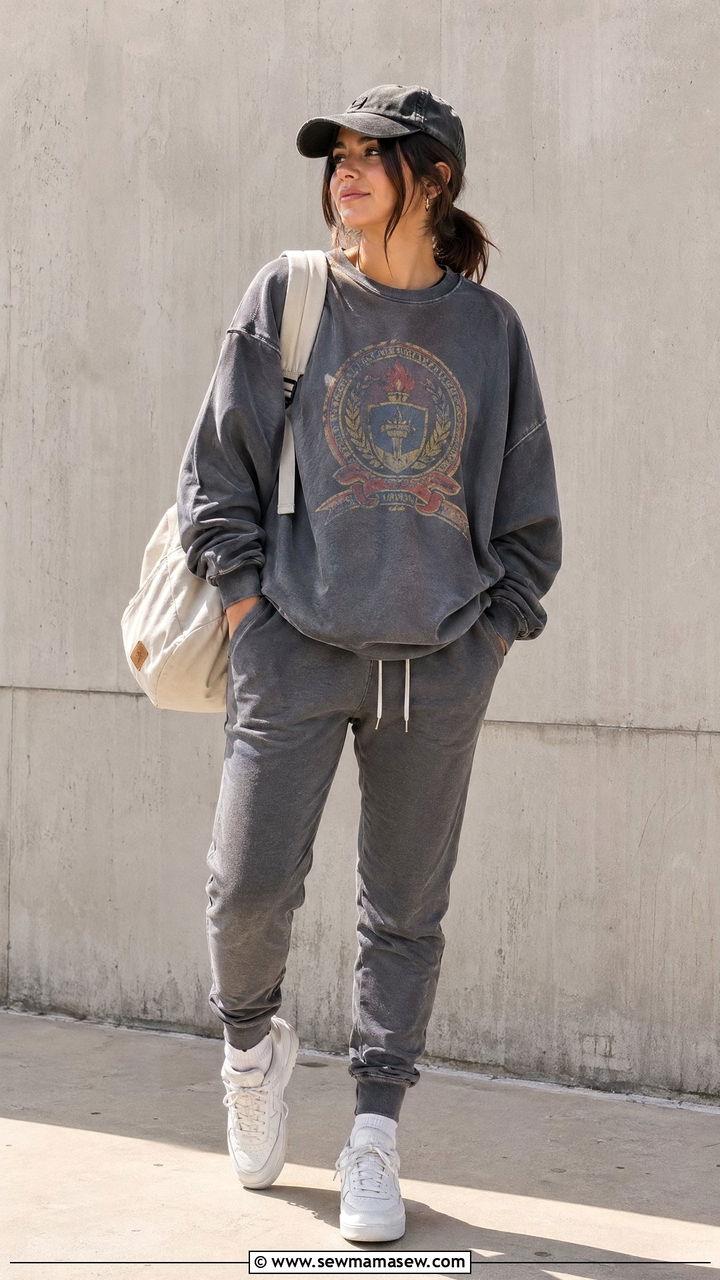 90s Graphic Sweatshirt Outfit With Joggers - 40 90s outfits