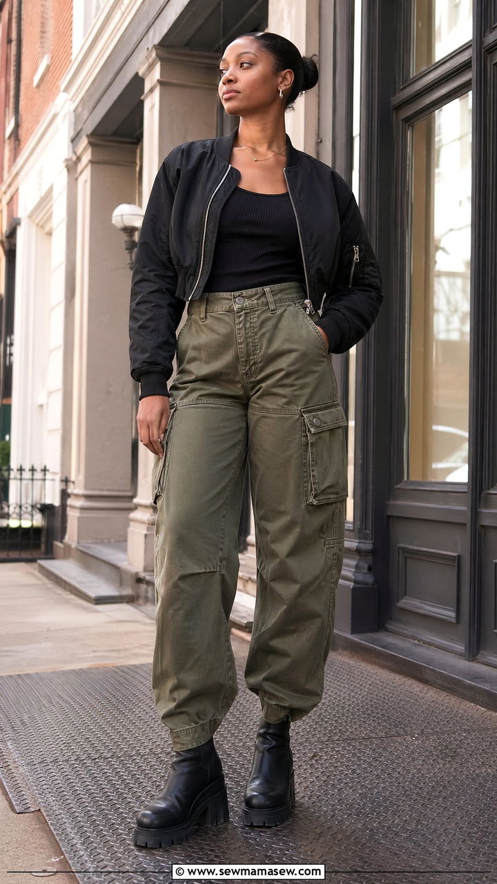 90s cargo pants outfit with fitted top - 40 90s outfit ideas