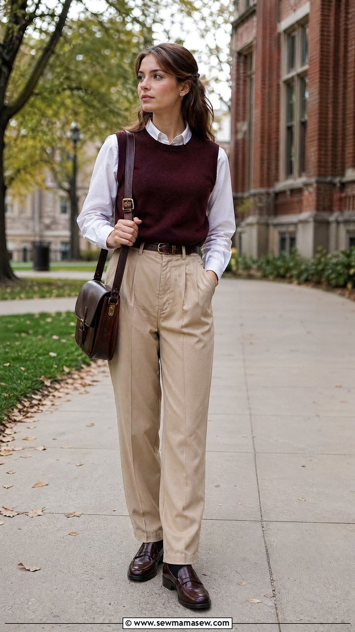 90s sweater vest outfit with collared shirt - 40 90s outfit ideas
