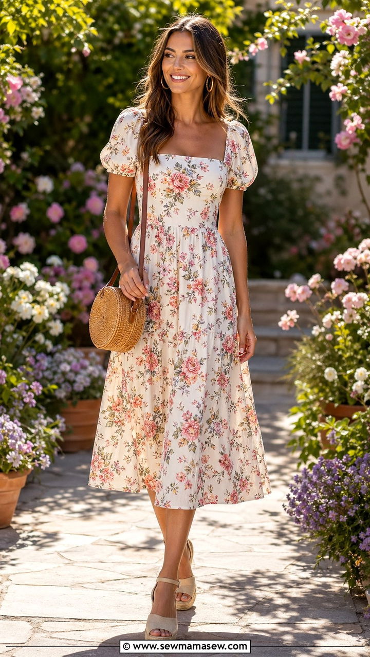 A Line Floral Dress With Espadrilles - 30 Best dresses for tall women