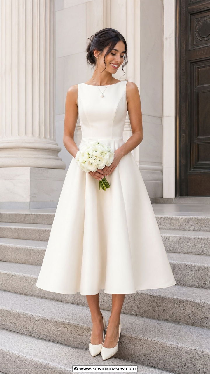 A Line Midi Dress Courthouse Wedding - 35 Courthouse wedding outfits