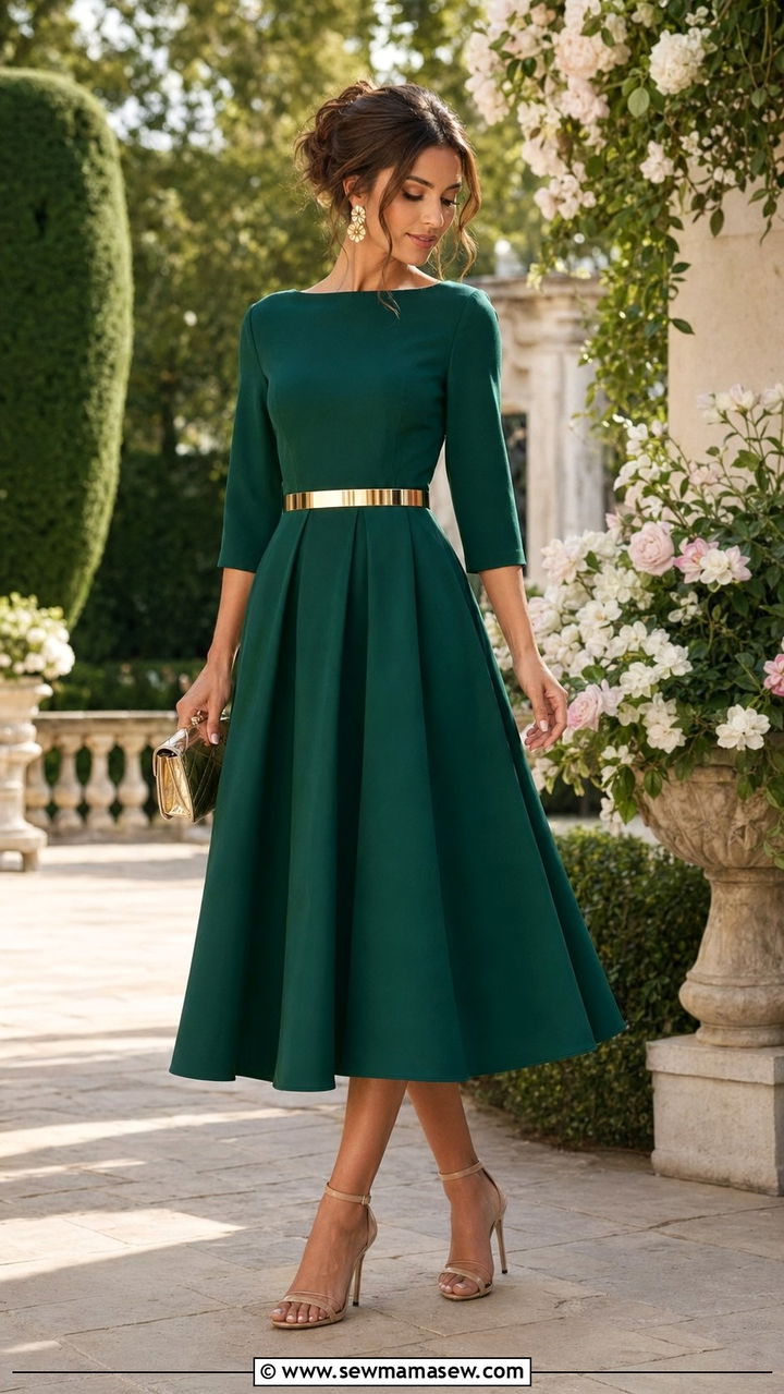 A Line Midi Dress Wedding Guest Outfit - 35 Modest wedding guest outfits