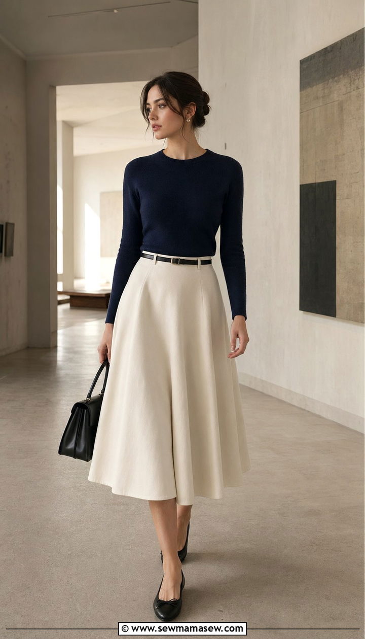 A Line Midi Skirt Outfit - 35 Old money wardrobe essentials