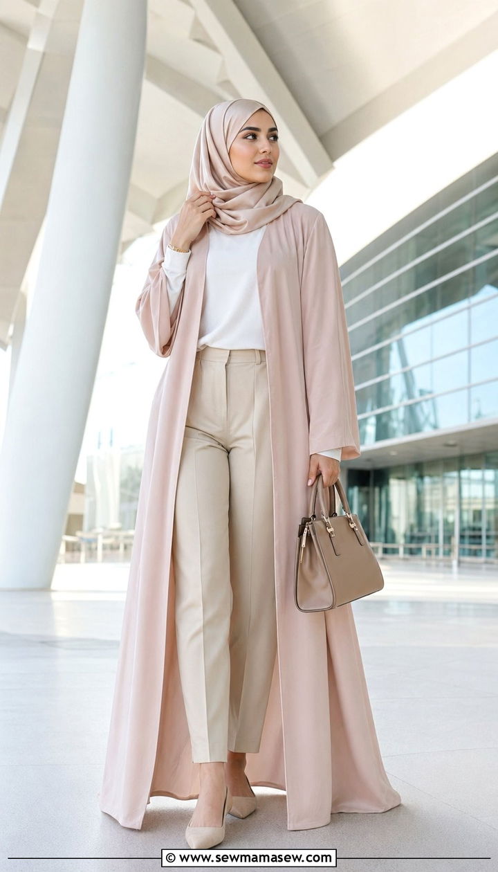 Abaya Style Coat With Tapered Trousers Modest Travel - 35 Modest outfit ideas for travel