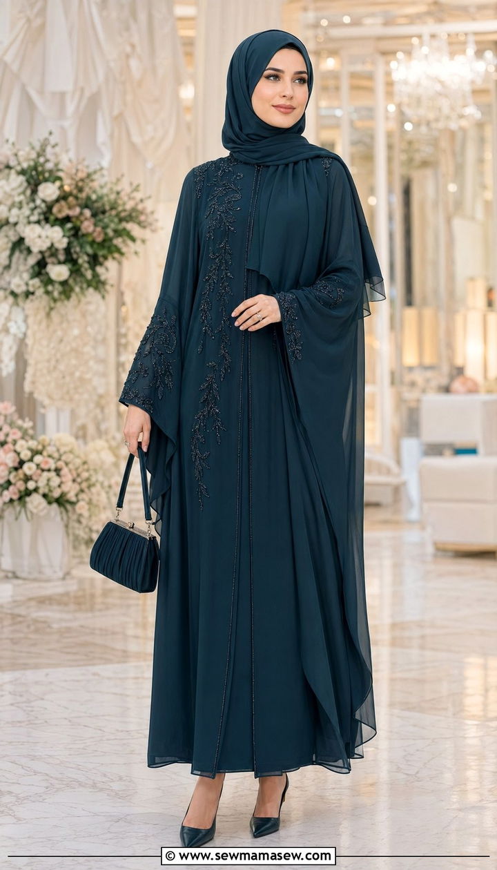 Abaya Style Wedding Guest Dress - 30 wedding guest outfits for modest women