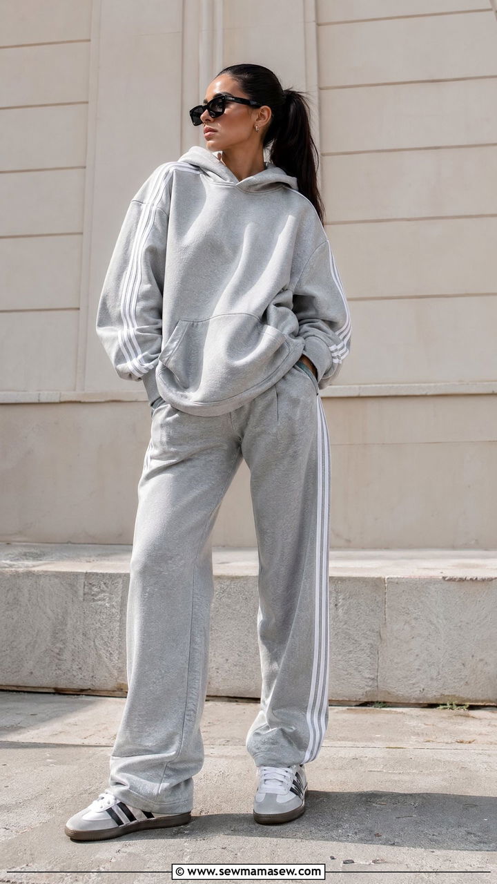 Adidas Track Pants With Oversized Hoodie - 35 track pants outfit ideas