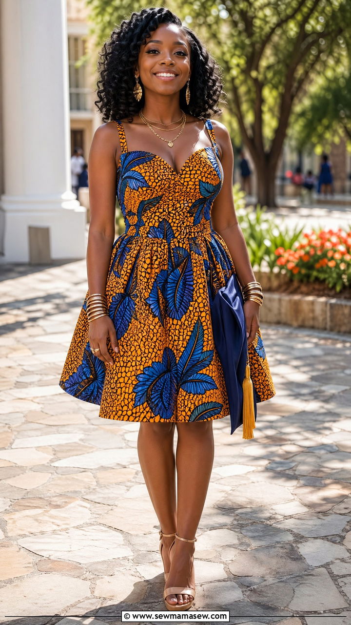 African Print Dress With Gold Jewelry - 35 what to wear to a graduation