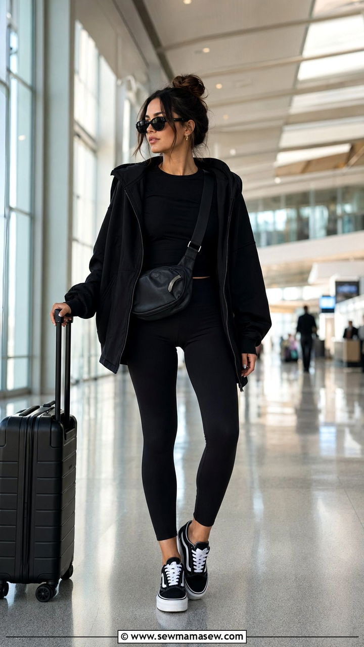 All Black Athleisure Airport Outfit - 30 Athleisure outfit ideas airport