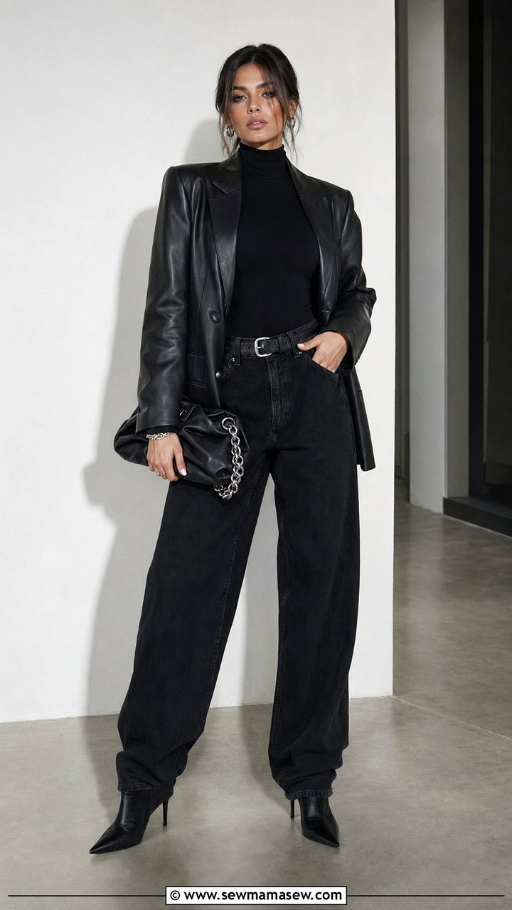 All Black Baggy Jeans With Heels Outfit - 30 Baggy jeans outfit ideas with heels