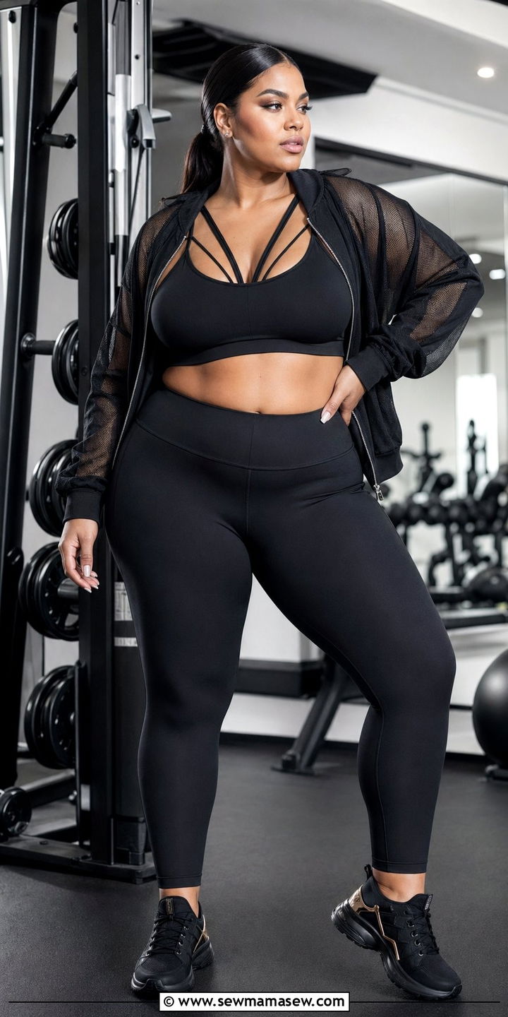 All Black Monochrome Workout Outfit - 35 Plus size workout outfits