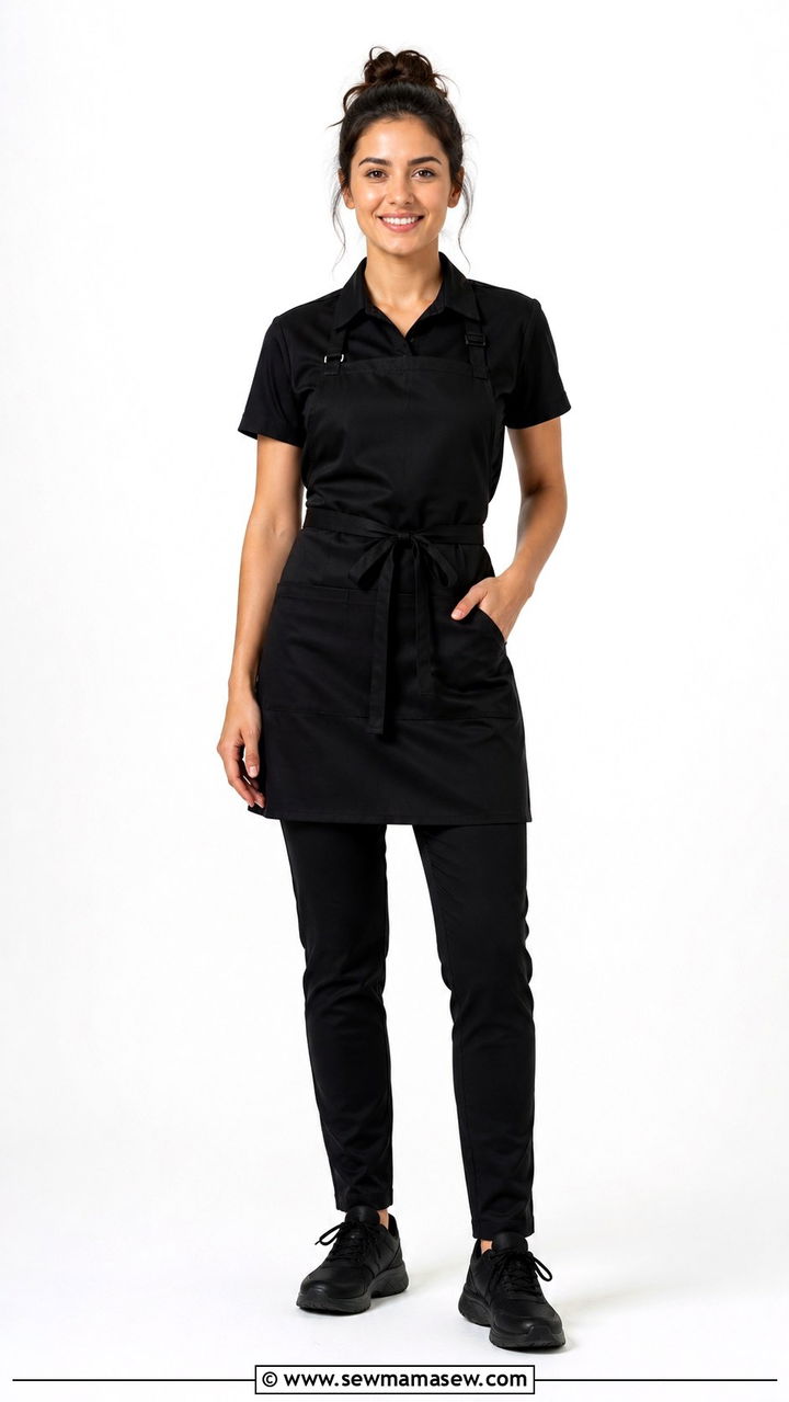 All Black Server Uniform With Apron - 30 Server outfit ideas