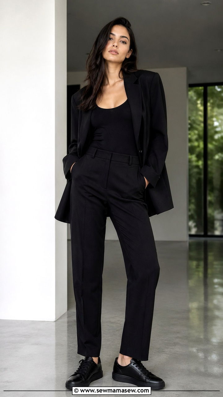 All Black Sneakers With Monochrome Outfit - 30 sneaker outfit ideas for women