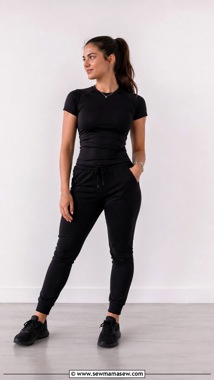 All Black Sporty Outfit With Black Sneakers - 30 Sporty chic outfit ideas with sneakers