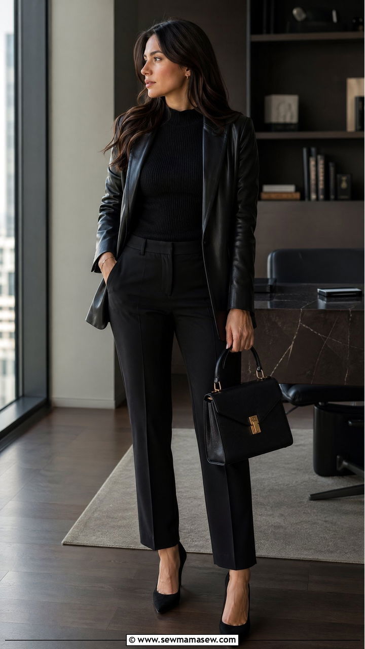 All Black Textured Layers Business Casual - 35 cute business casual outfits