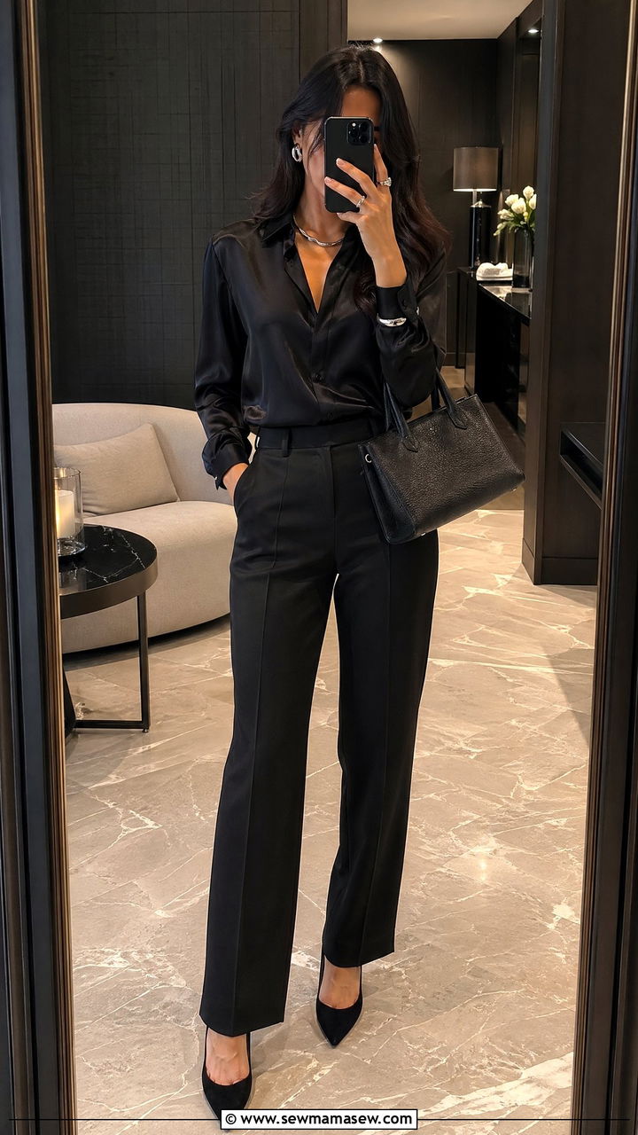 All Black Textured Monochrome Outfit - 35 classy quiet luxury outfit ideas