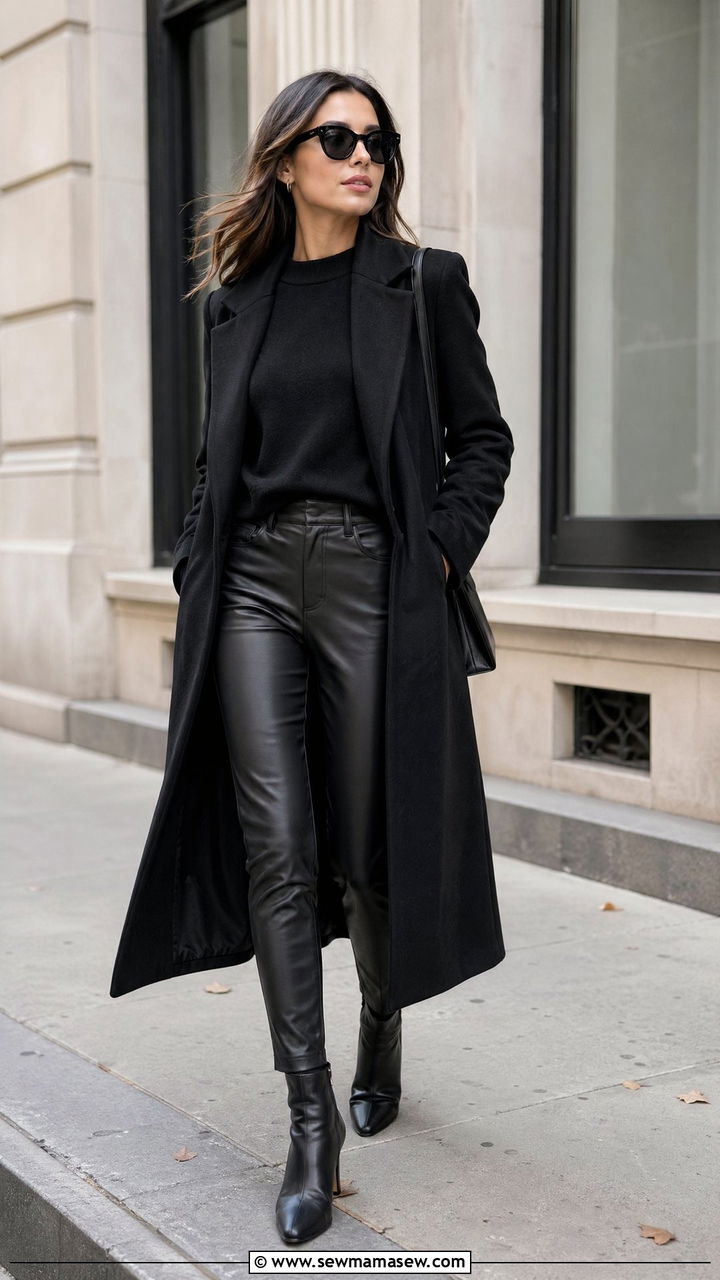 All Black Tonal Outfit With Mixed Textures - 35 Tonal outfit ideas