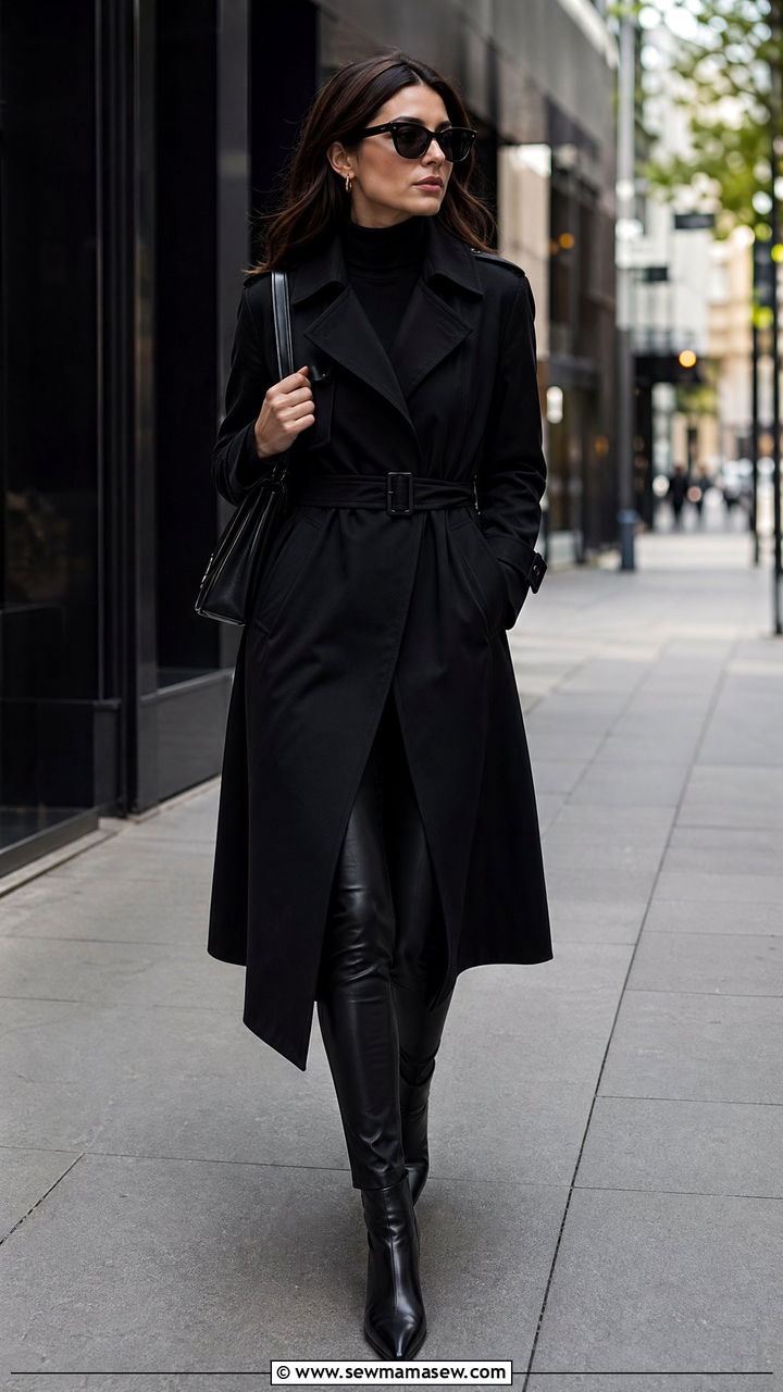 All Black Trench Coat Outfit - 35 trench coat outfit ideas for women