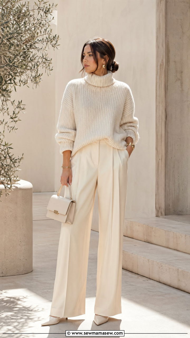 All Cream Monochrome Outfit - 35 classy quiet luxury outfit ideas