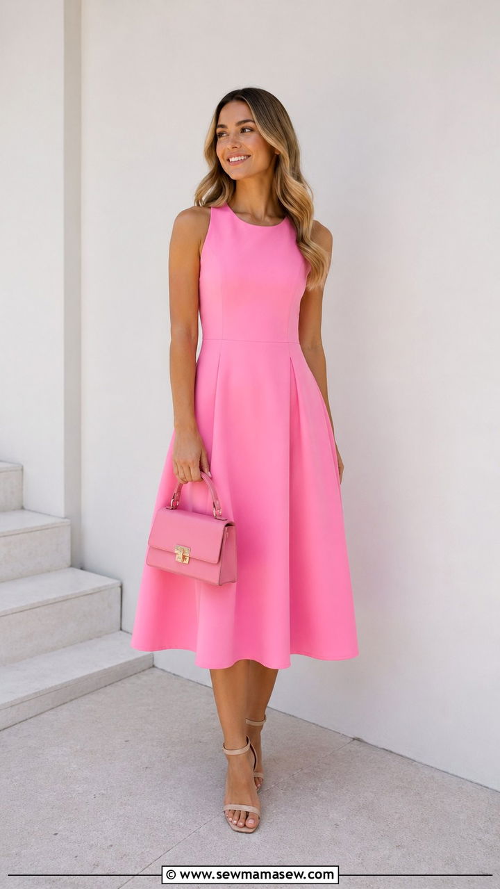 All Pink Midi Dress Outfit - 40 All pink outfit ideas