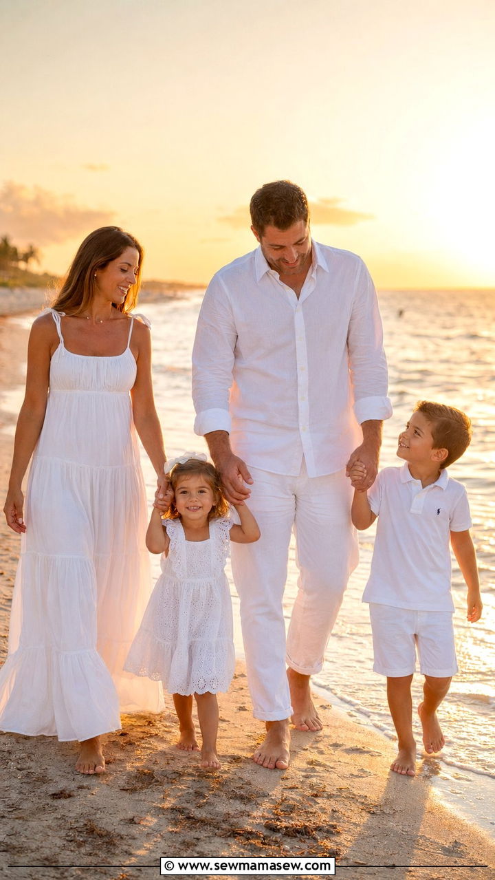 All White Family Beach Photo Outfits - 30 What to wear for summer family photos