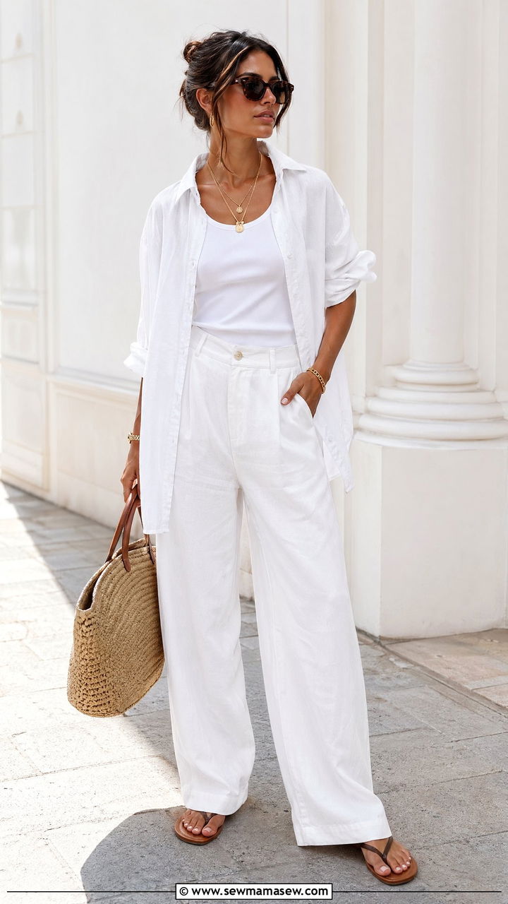All White Linen Ensemble - 35 summer street style outfit ideas