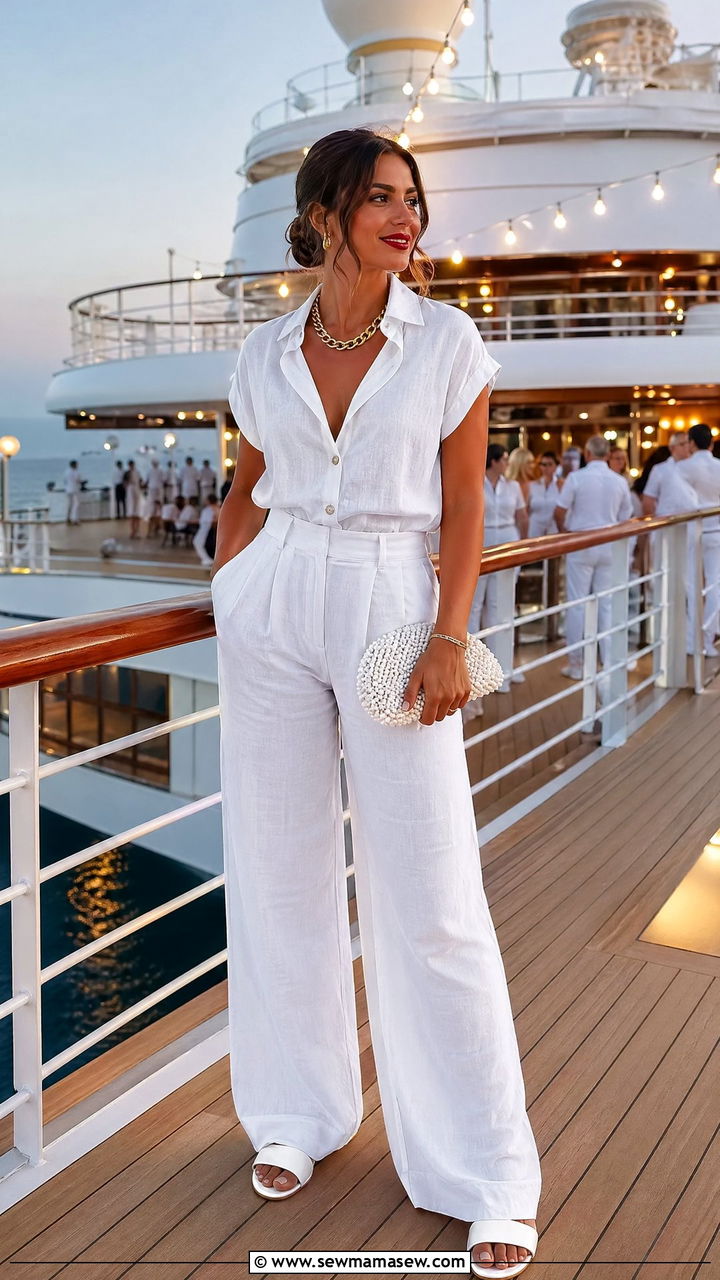 All White Linen Outfit For Cruise White Night - 35 summer cruise outfit ideas