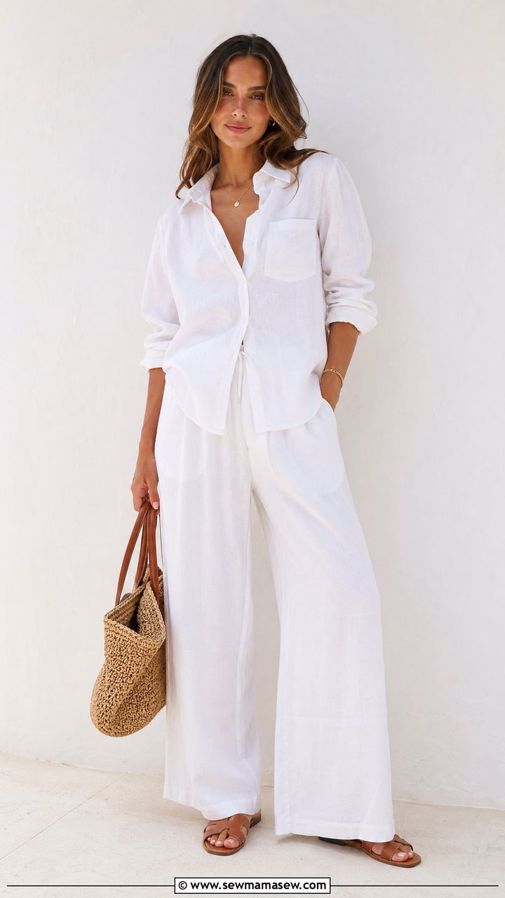 All White Linen Set Outfit - 35 summer everyday outfit ideas