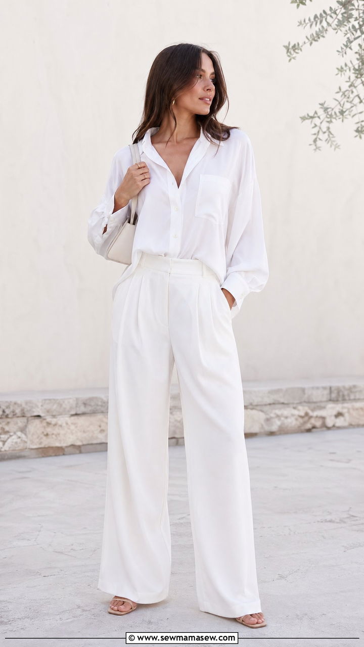 All White Monochrome Look - 35 spring minimalist outfit ideas