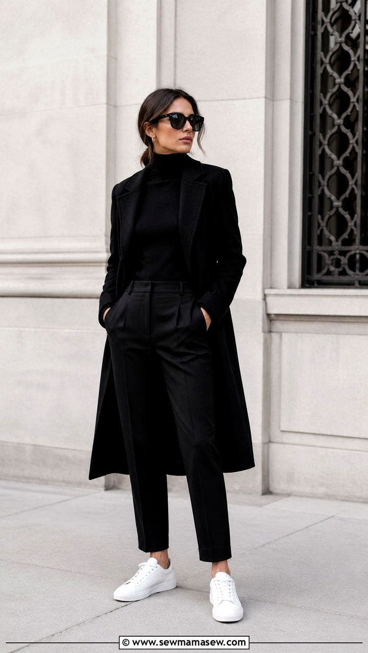 All White Sneakers with All Black Outfit - 30 sneaker outfits ideas