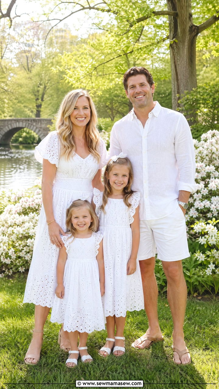 All White Spring Family Photo Outfits - 35 spring family photo outfit ideas
