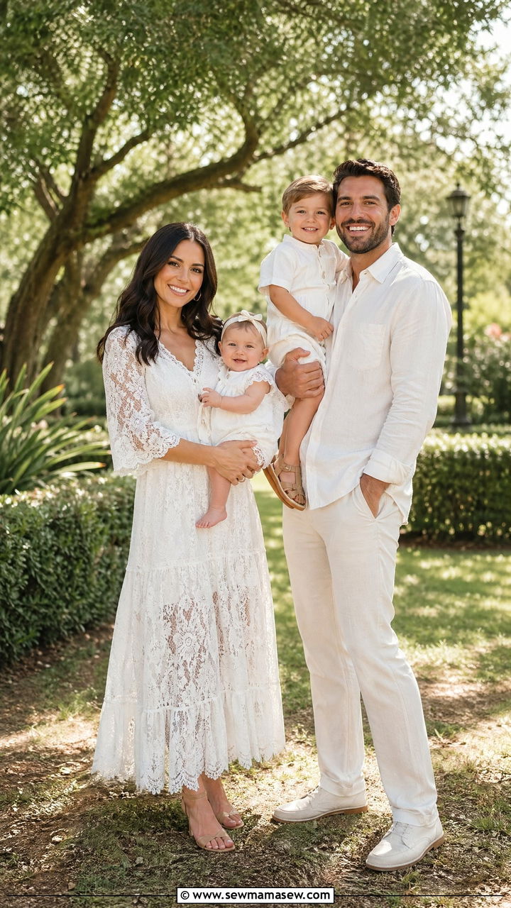 All White and Cream Photoshoot Look - 35 spring family photoshoot outfit ideas