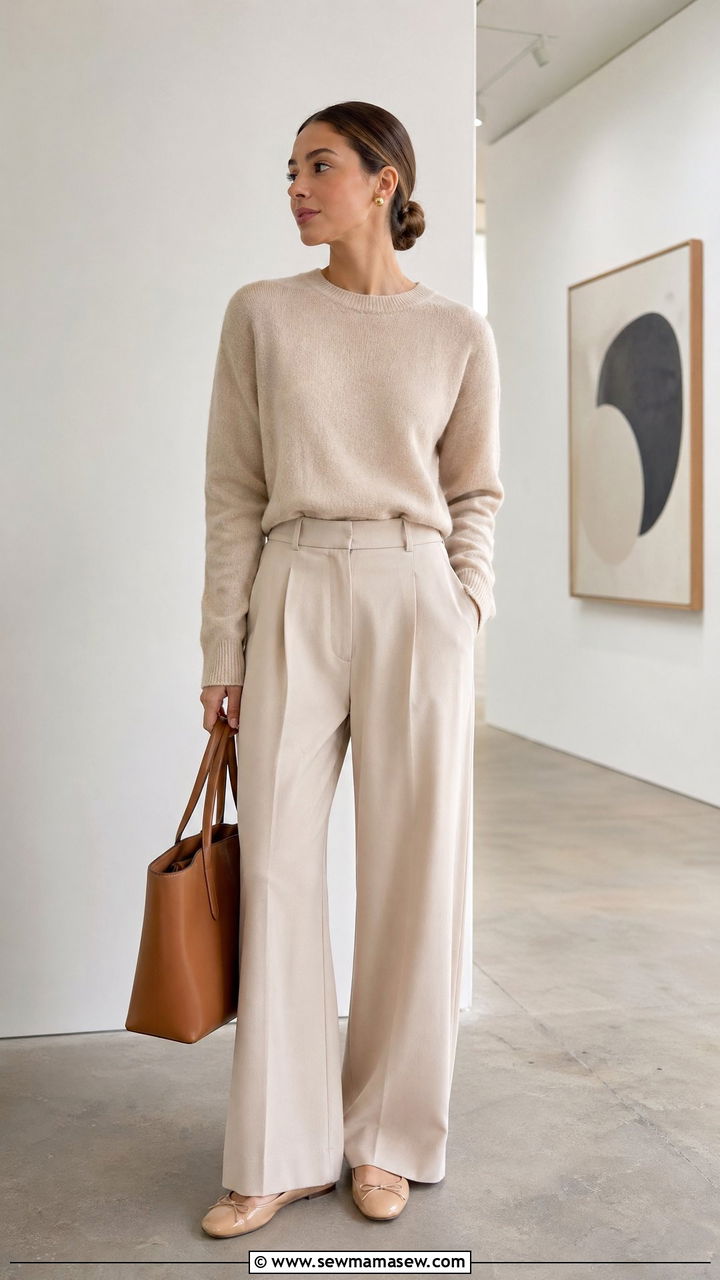 All beige monochrome outfit - 35 Clean girl aesthetic outfit ideas