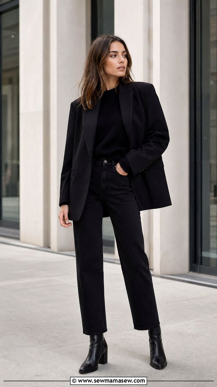 All black outfit with black jeans and boots - 30 Black jeans outfit ideas with boots