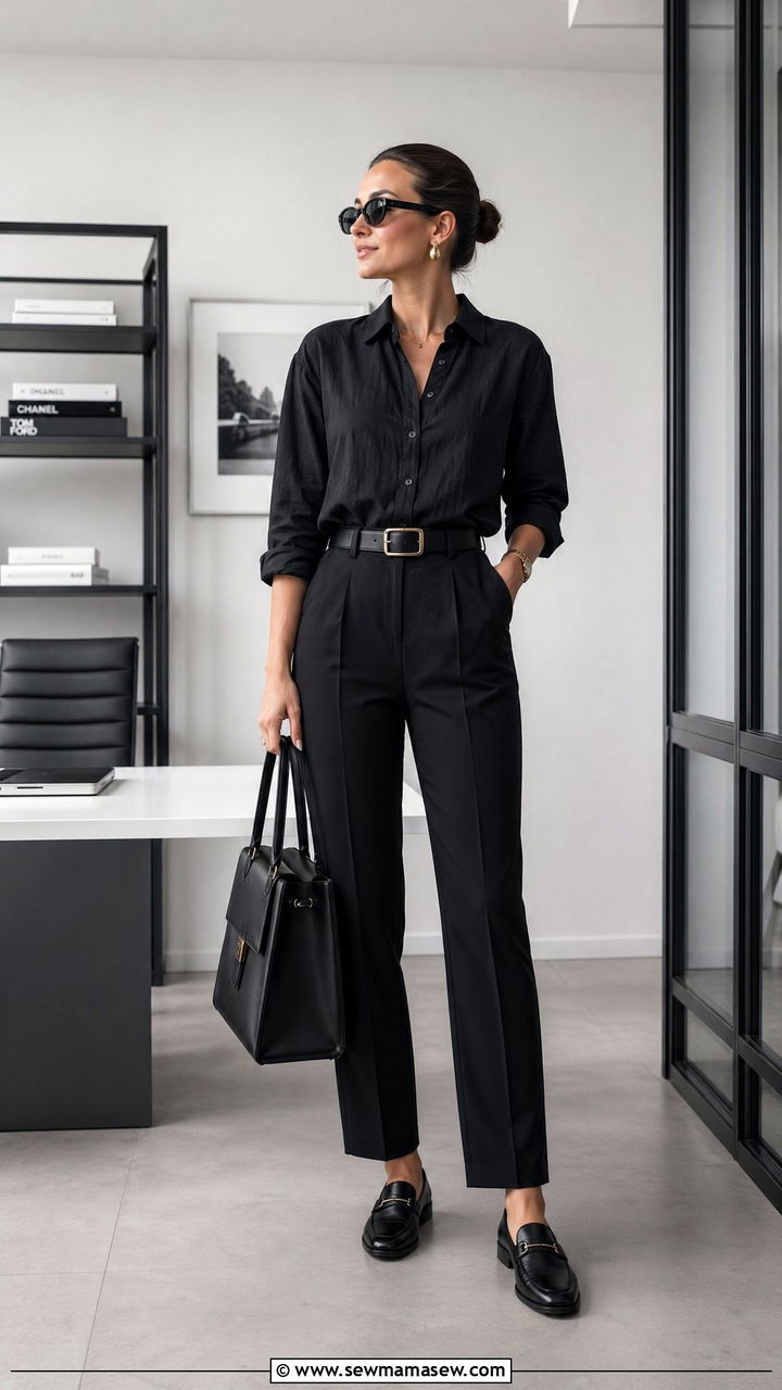 All black summer work outfit with mixed textures - 35 Summer work outfits