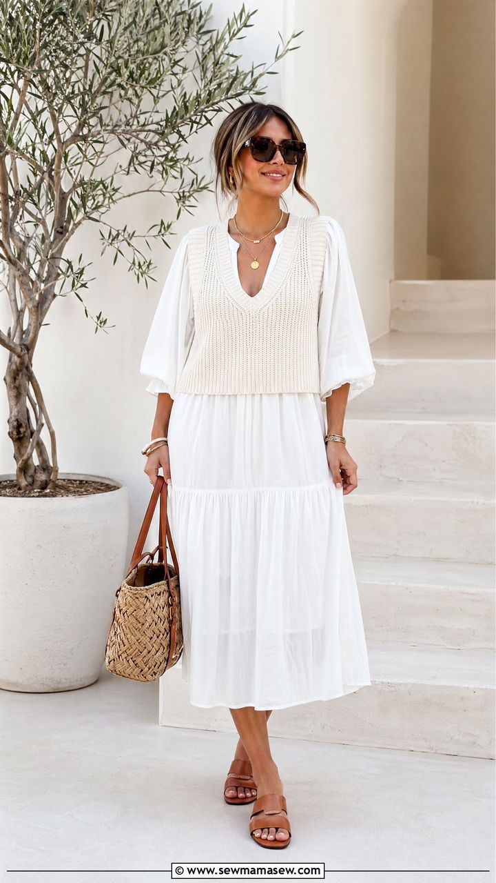 All white boho with textured layers - 35 transitional boho outfit ideas