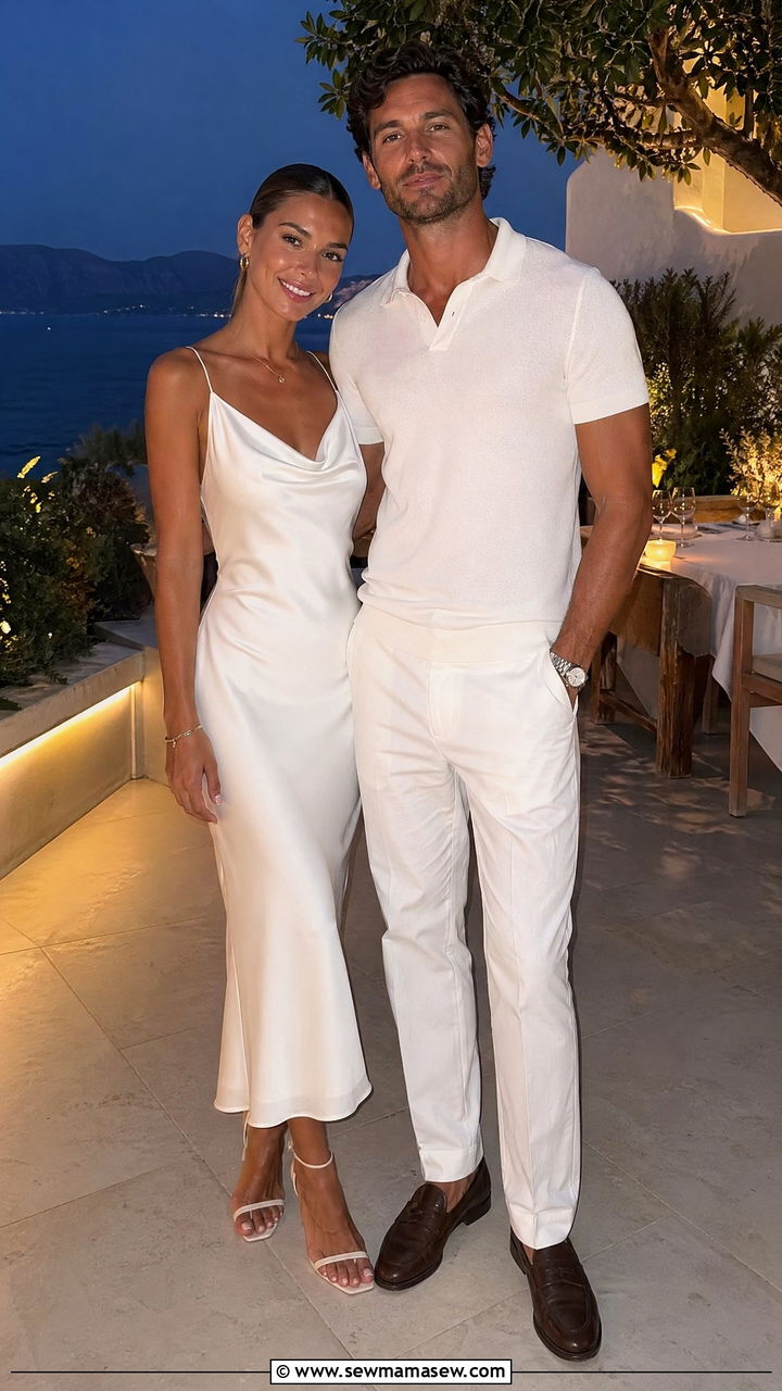 All white resort evening couple outfit - 35 Summer matching outfits for couples