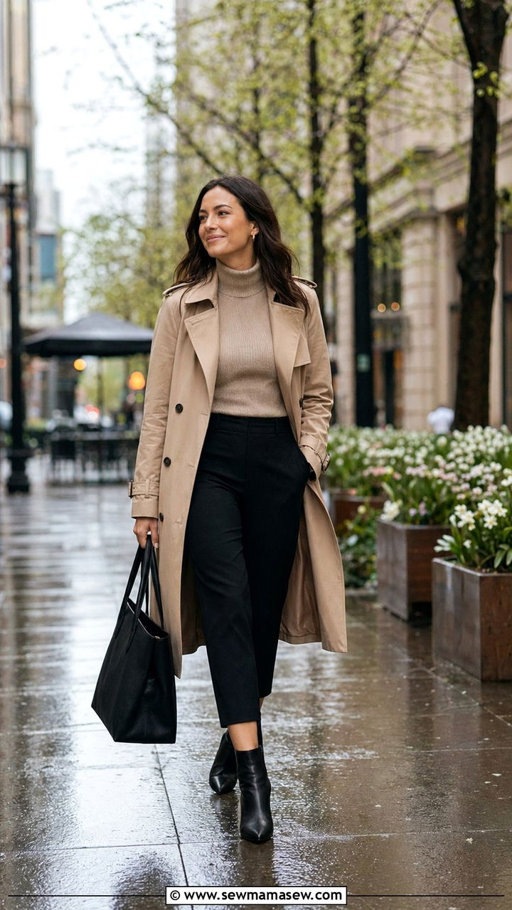 Ankle Boots With Chic Rain Ready Outfit - 35 Rainy spring outfits