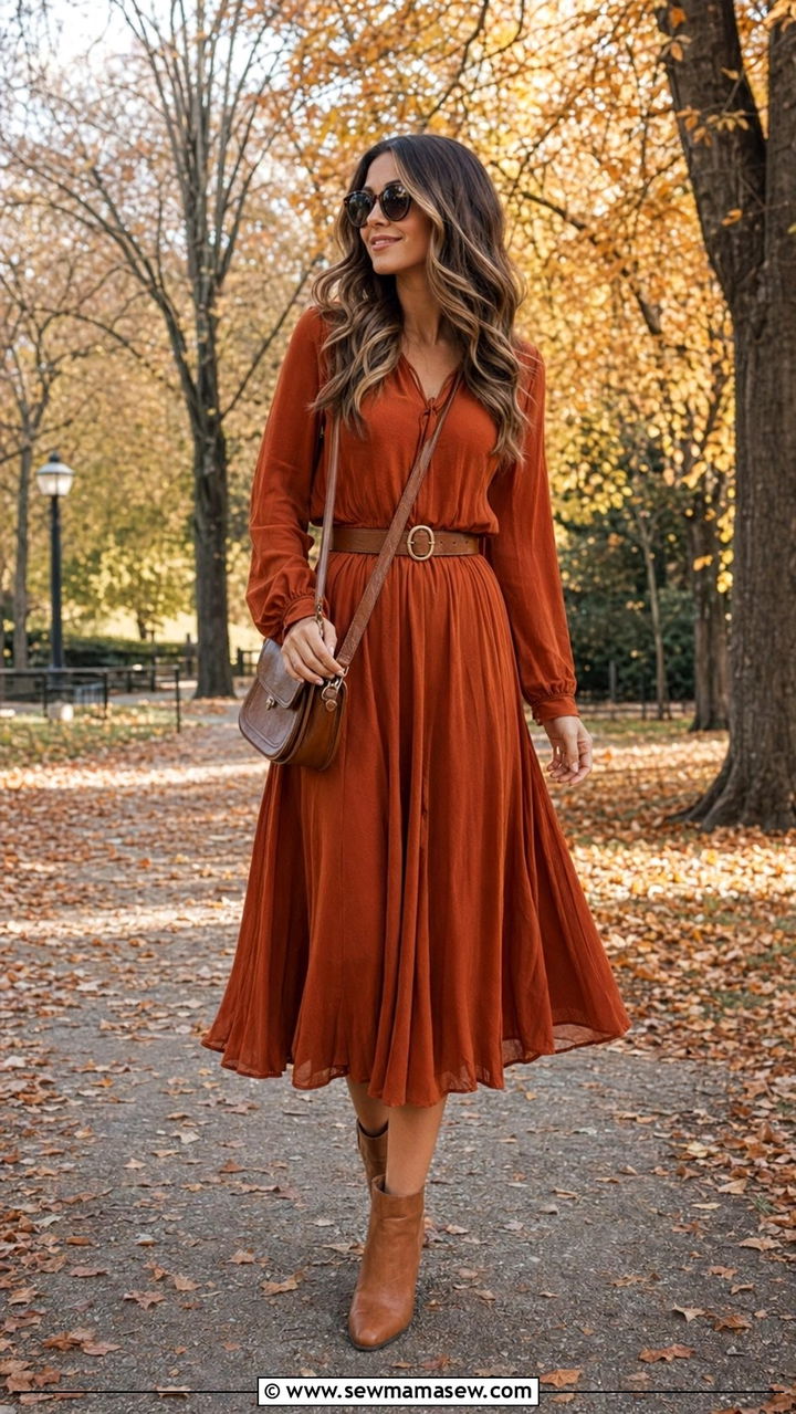Ankle Boots with a Long Sleeve Dress - 30 Ankle boots outfit ideas with a dress