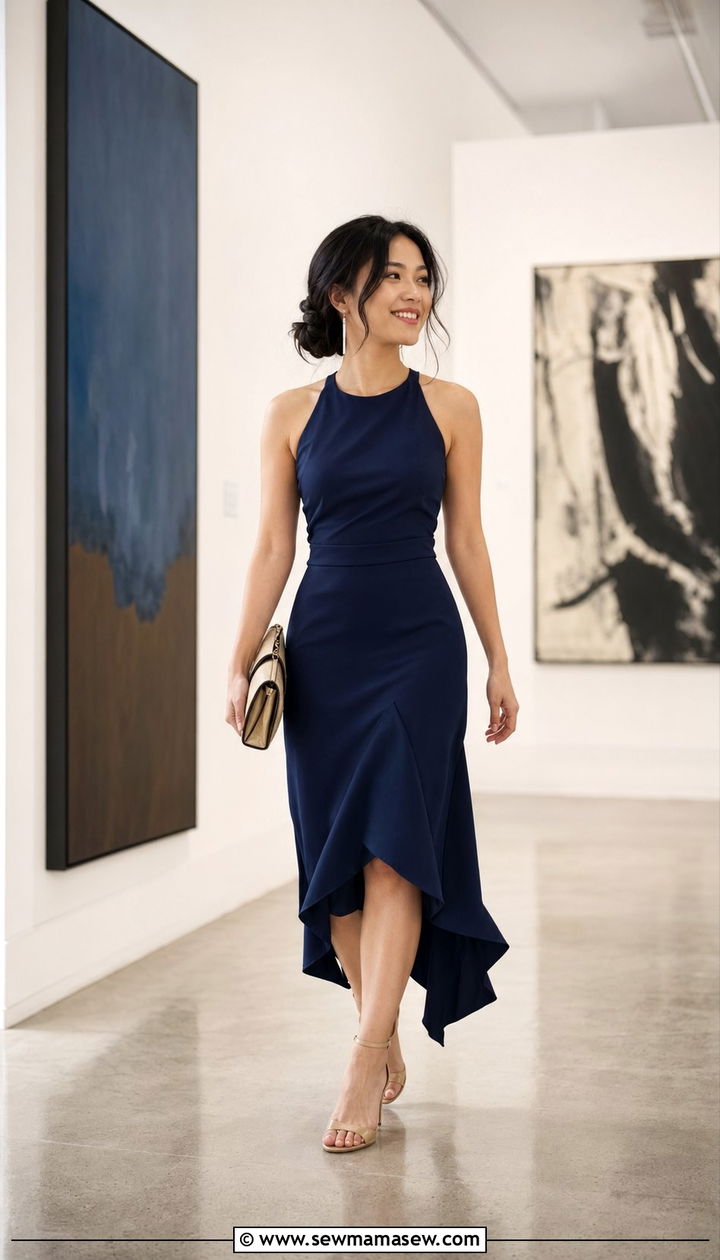 Asymmetric Hem Dress Wedding Guest Outfit for Petites - 30 wedding guest outfits for short women