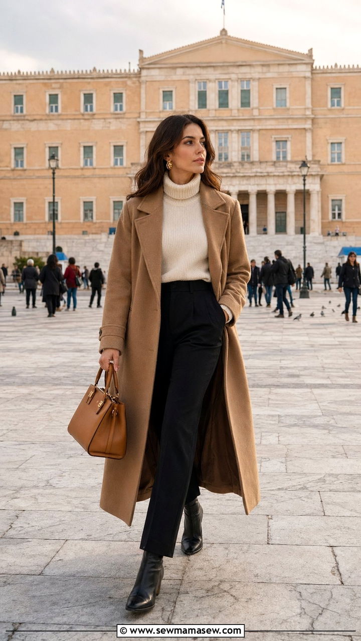 Athens Camel Coat Winter Outfit - 30 Athens outfit ideas