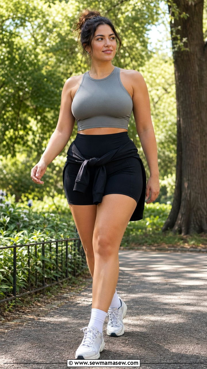 Athletic Shorts With Cropped Tank Top Outfit - 30 Best shorts for curvy women