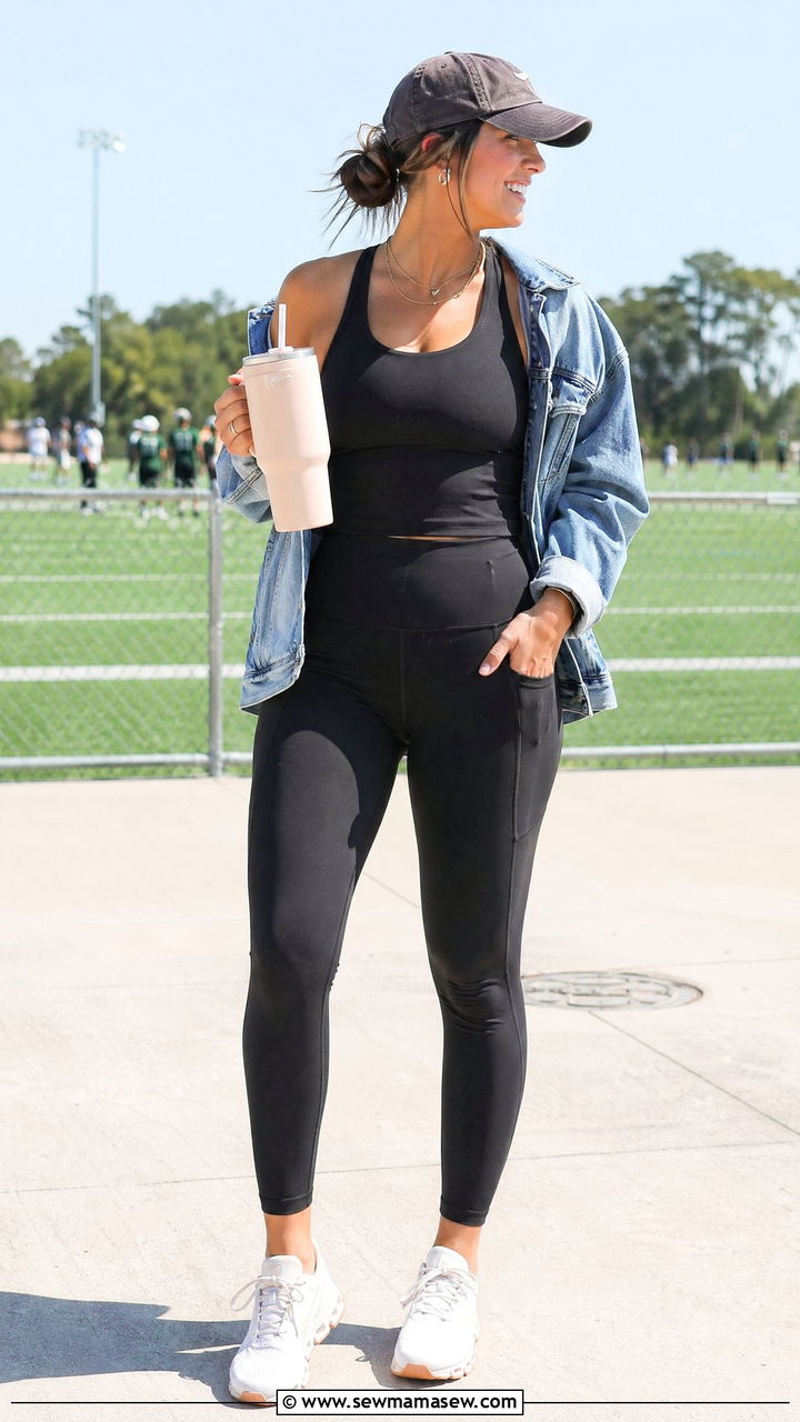 Athletic Tank with High Waisted Leggings Outfit - 35 Summer outfits for busy moms